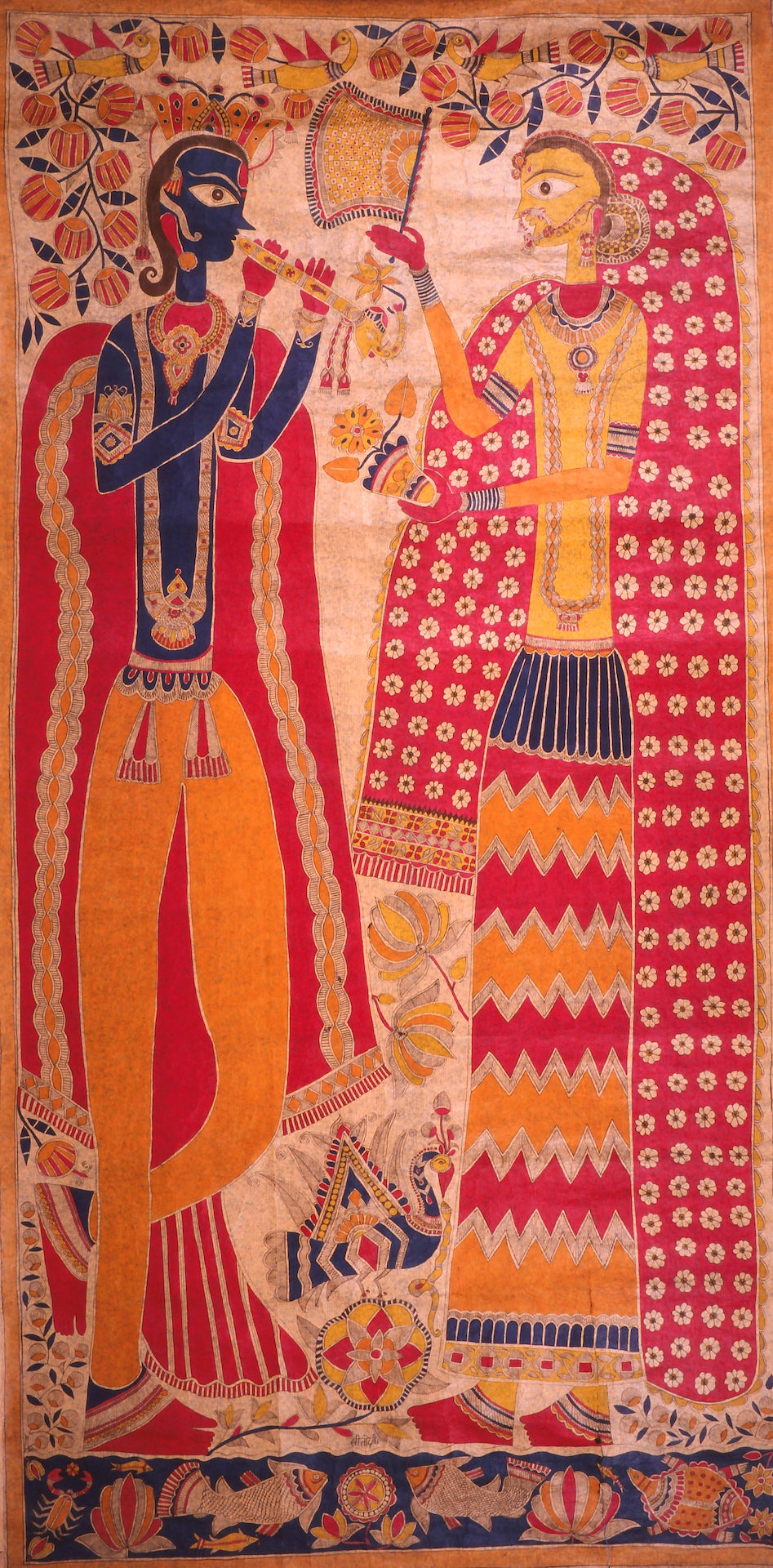 値下げインド民俗絵画ミティーラ画　生命の木とライオン　Satta Narayan m23624812959_1.jpg?1691221252